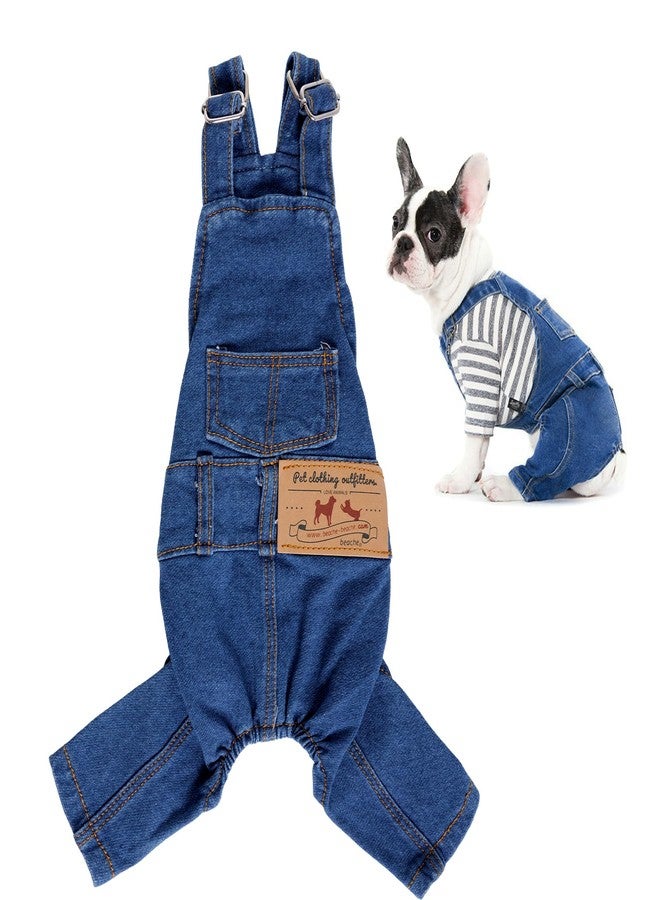 Rbenxia 1 Piece of Dog Denim Shirts Puppy Jean Jacket Sling Jumpsuit Costumes Pet Jean Overalls Dog Pants Outfits for Small Puppy Cat Pets (Blue, Medium) - Image 1